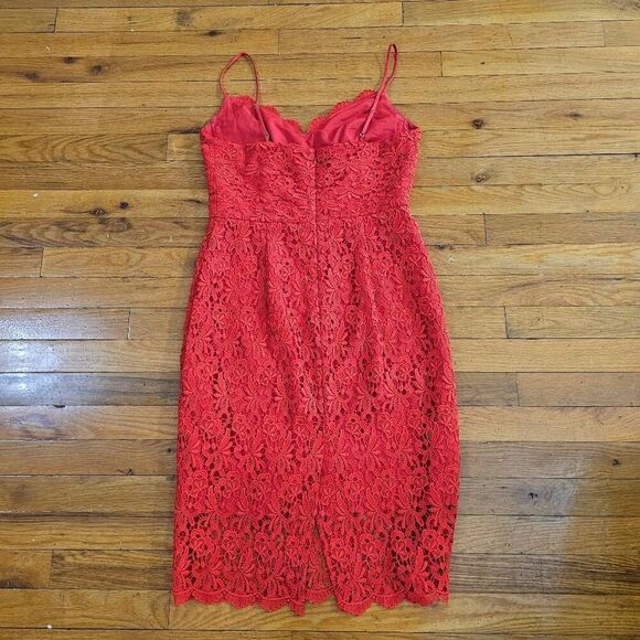 J Crew Guipure Lace Sheath Dress Red Spaghetti Strap 4 - Picture 4 of 10